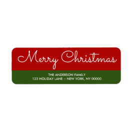 Elegantes Green Red Christmas Return Address Label