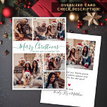 Elegantes Green Script 5 Foto Collage Weihnachten<br><div class="desc">Modern Simple Elegant Green Calligraphy 5 Foto Collage Frohe Weihnachts Script Holiday Card. BITTE BEACHTEN SIE, DIESE 6, 5" X 8, 75" GRÖSSENKARTEN SIND GRÖSSER ALS DER DURCHSCHNITT, WEGEN DER GRÖSSEREN KARTENGRÖSSE IST ES FAST SICHER, DASS DIE POSTENKOSTEN HÖHERER SIND. WENN SIE DIE STANDARD-12x18"-GRÖSSE VORANTRETEN, KÖNNEN SIE DIE KARTE UNTER...</div>