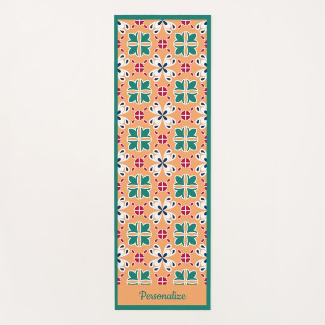 Elegantes Green Tile Muster Zen Yoga Namaste Yogamatte (Vorderseite)