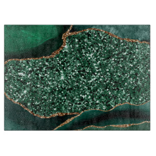 Elegantes Green und Gold Glitzer Agate Schneidebrett