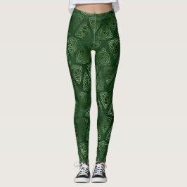 Elegantes Green und Gold Irish Celtic Muster Leggings