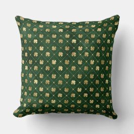 Elegantes Green und Gold Irish Kleeblatt Clover Kissen