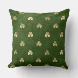 Elegantes Green und Gold Irish Kleeblatt Clover Kissen