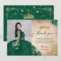 Elegantes Green und Gold Quinceñera Foto Geburtsta