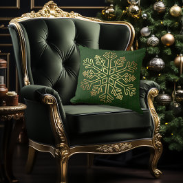Elegantes Green und Gold Snowflake Decorative Kissen
