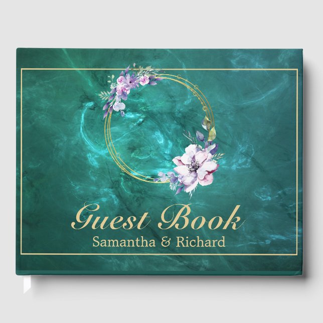 Elegantes Green Wedding Poster Gästebuch (Vorderseite)