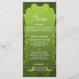 Elegantes Green Wedding Reception Menü Menükarte