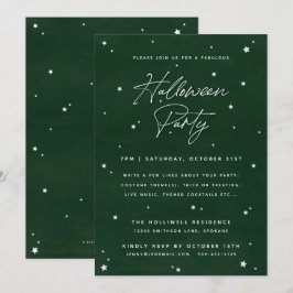 Elegantes Green+White Magical Stars Halloween-Part Einladung
