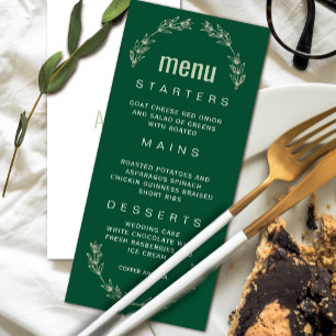 Elegantes Greenerity Wedding Menu Script-Schrift Einladung
