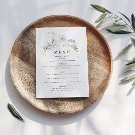 Elegantes Greenery Watercolor Wedding Menu Menükarte