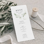 Elegantes Greenery Watercolor Wedding Menu Menükarte<br><div class="desc">Die schöne und zarte Aquarellpflanze schmückt dieses elegante Menü,  das komplett individuell gestaltet werden kann.Auf der Rückseite befinden sich mehr Grünpflanzen und ein Raum,  um bei Bedarf weitere Details hinzuzufügen. Ideal für jede schöne Veranstaltung. Das ist Teil meiner Sammlung namens "Earthy Greenery".</div>