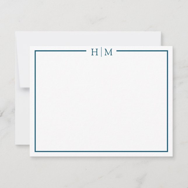 Elegantes Grenzgebiet Mit Monogramm Minimalistisch Mitteilungskarte (Vorderseite)