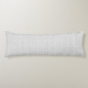 Elegantes Grey & White Griechisches Muster Kissen