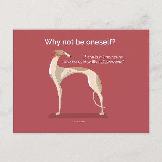 Elegantes Greyhound inspirierendes Zitat Postkarte (Vorderseite)