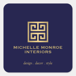 Elegantes griechisches Key Designer Logo Gold/Dunk Quadratischer Aufkleber