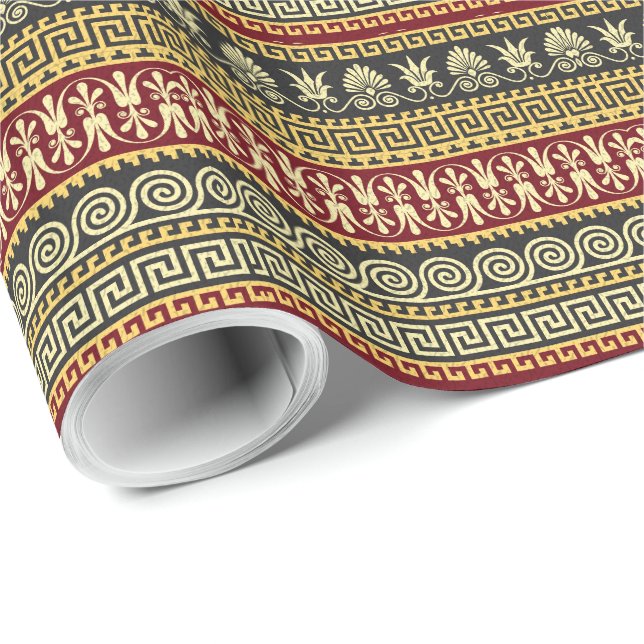Elegantes griechisches Musterpapier - 30X15 Geschenkpapier (Rolleneckpunkt)