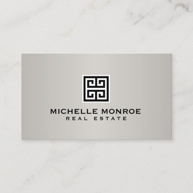 Elegantes griechisches Real-Anwesen-Logo, schwarz/ Visitenkarte (Vorderseite)