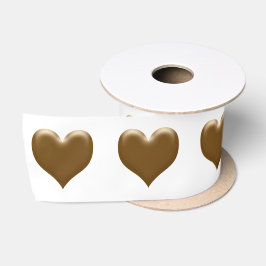 Elegantes großes Herz aus Gold gegossen Gold Weiß Satinband