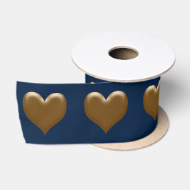 Elegantes großes Herz von Gold Brushed Gold Blue Satinband
