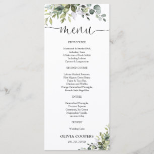 Elegantes Grün-Babyshower-Menü Menükarte