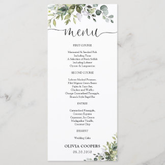 Elegantes Grün-Babyshower-Menü Menükarte