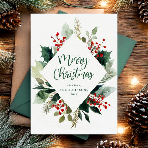 Elegantes Grün Botanisches Frohe Weihnachten