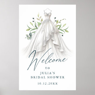 Elegantes Grün Brautparty Willkommen Poster