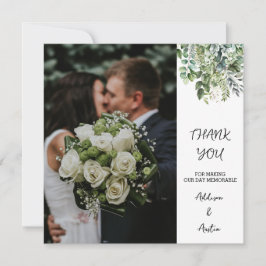 Elegantes Grün Foto Hochzeit Dankeskarte