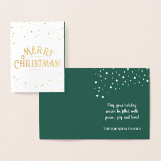 Elegantes Grün Frohe Weihnachten Gold/Silber Feier Folienkarte