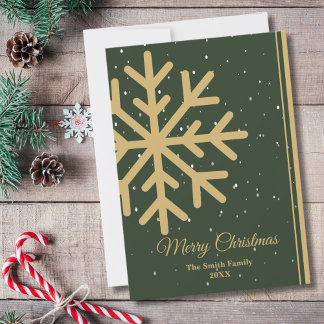Elegantes Grün Frohe Weihnachten Schneeflocke Flac