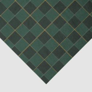 Elegantes Grün-Gold-Karo Seidenpapier