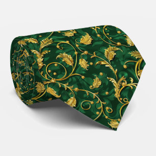 Elegantes grün-goldenes Fliesenmuster Krawatte