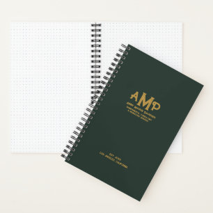 Elegantes grün-goldenes Monogramm-Bullet-Page-Jour Notizbuch
