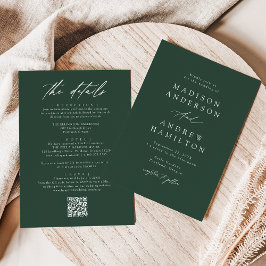 Elegantes Grün in einem QR-Code Hochzeit Einladung