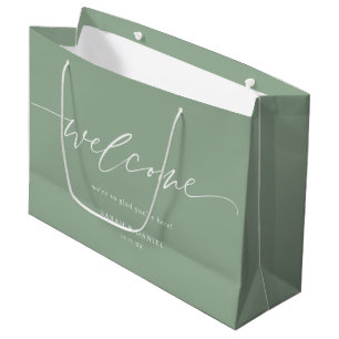 Elegantes Grün-Minze-Hochzeitungs-Begrüßungsbeutel Große Geschenktüte