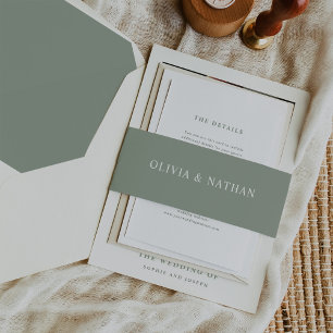 Elegantes Grün mit weißem Text Hochzeit Einladungsbanderole