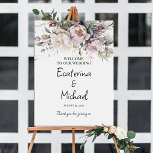 Elegantes Grün & Pionieren Hochzeitsempfang Poster