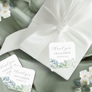 Elegantes Grün-Skript Danke-Hochzeitsgeschenk Quadratischer Aufkleber