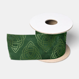 Elegantes Grün- und Gold-Celtic-Muster Satinband