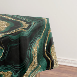 Elegantes Grün und Gold Glitter Achat Muster Tischdecke
