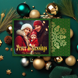 Elegantes Grün und Gold Weihnachten Foto und Skrip