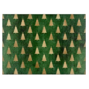 Elegantes Grün- und Gold-Weihnachtsbaum-Muster Schneidebrett