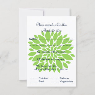 Elegantes Grün und Navy Blue Floral Burst UAWG RSVP Karte