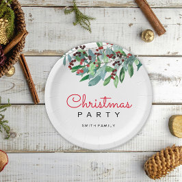 Elegantes Grün Weihnachts-Party Pappteller