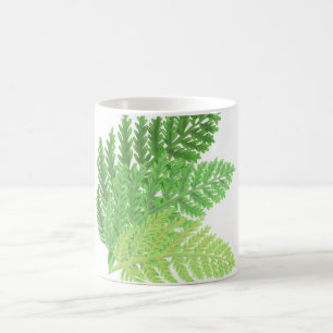 Elegantes grünes Aquarellenfarn-Waldland-Blätter Kaffeetasse