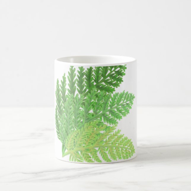 Elegantes grünes Aquarellenfarn-Waldland-Blätter Kaffeetasse (Mittel)
