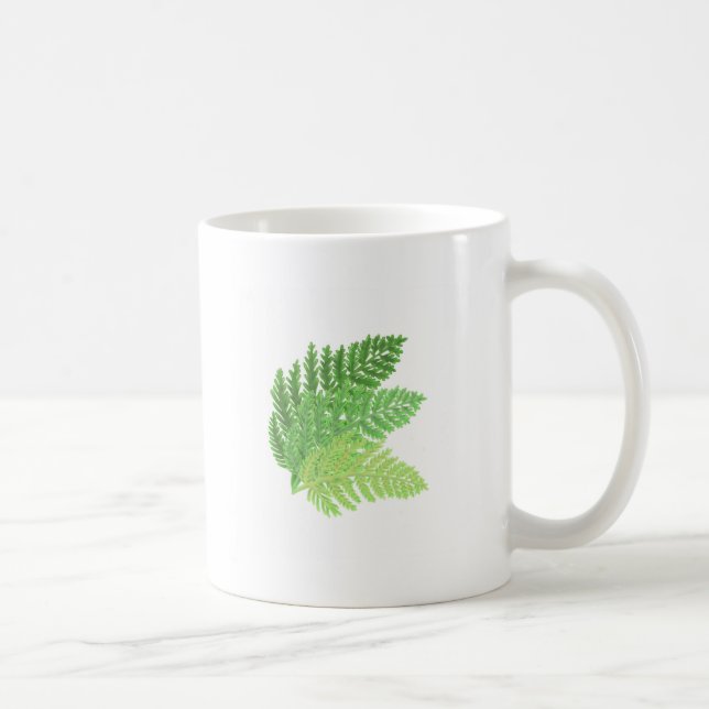 Elegantes grünes Aquarellenfarn-Waldland-Blätter Kaffeetasse (Rechts)