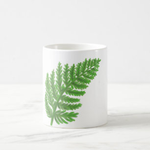 Elegantes grünes Aquarellenfarn-Waldland-Blätter Kaffeetasse