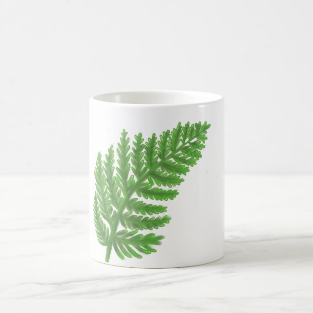 Elegantes grünes Aquarellenfarn-Waldland-Blätter Kaffeetasse (Mittel)