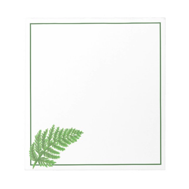 Elegantes grünes Aquarellenfarn-Waldland-Blätter Notizblock (Vorderseite)